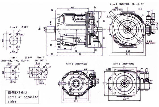 Side Port Truck High Pressure Hydraulic Axial Piston Pump HA10VSO DFLR Series