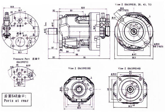 A10VSO28 Variable Displacement High Pressure Piston Pump For Ship Hydraulic System